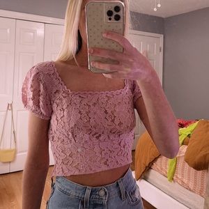 Pacsun pink lace crop top